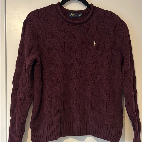 Polo Ralph Lauren Sweaters - Y2K Polo by Ralph Lauren Chunky Burgundy Cable Knit Sweater - Size Small